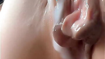 Cum inside her twice and whip that cream inside. Creamy fuck close-up